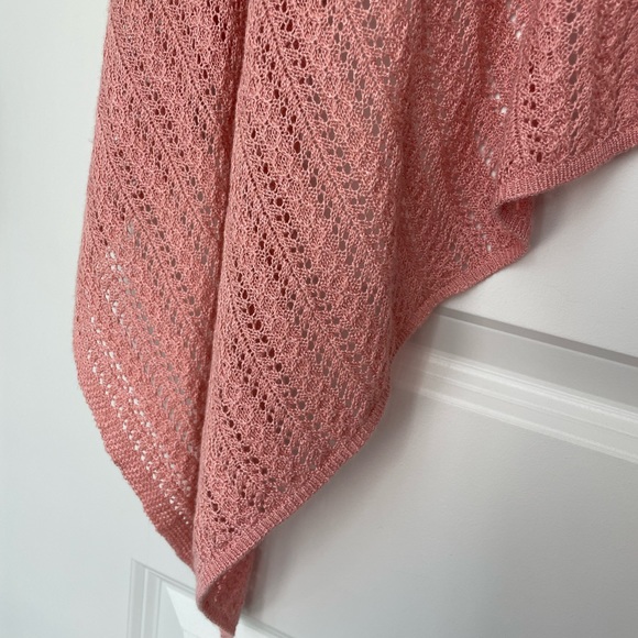 Minnie Rose Crochet Knit Ruana Poncho (One Size) in Pink - Picture 4 of 5